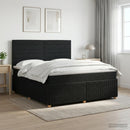 Boxmadras med topmadras med hovedgærde Sort 180 x 200 cm Stof