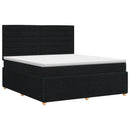 Boxmadras med topmadras med hovedgærde Sort 140 x 190 cm Stof