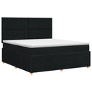 Boxmadras med topmadras med hovedgærde Sort 140 x 190 cm Stof