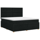 Boxmadras med topmadras med hovedgærde Sort 140 x 200 cm Stof