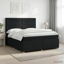 Boxmadras med topmadras med hovedgærde Sort 160 x 200 cm Stof