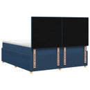 Boxmadras med topmadras med hovedgærde Blå 180 x 200 cm Stof