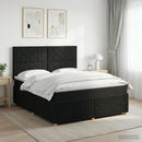 Boxmadras med topmadras med hovedgærde Sort 160 x 200 cm Stof