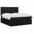 Boxmadras med topmadras med hovedgærde Sort 180 x 200 cm Stof