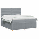 Boxmadras med topmadras Lysegrå 200 x 200 cm Stof