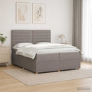 Boxmadras med topmadras Gråbrun 200 x 200 cm Stof