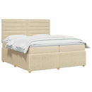 Boxmadras med topmadras Cremefarvet 200 x 200 cm Stof