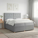 Boxmadras med topmadras Lysegrå 200 x 200 cm Stof