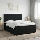 Boxmadras med topmadras med hovedgærde Sort 200 x 200 cm Stof