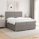 Boxmadras med topmadras Gråbrun 200 x 200 cm Stof