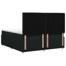 Boxmadras med topmadras med hovedgærde Sort 200 x 200 cm Stof