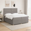 Boxmadras med topmadras Gråbrun 200 x 200 cm Stof