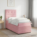 Boxmadras med topmadras Lyserød 90 x 190 cm Fløjl