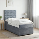 Boxmadras med topmadras Mørkegrå 90 x 200 cm Fløjl