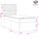Boxmadras med topmadras med hovedgærde Sort 90 x 200 cm Fløjl