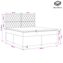 Boxmadras med topmadras med hovedgærde Sort 140 x 190 cm Fløjl
