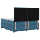 Boxmadras med topmadras med hovedgærde Blå 140 x 190 cm Fløjl