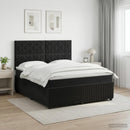 Boxmadras med topmadras med hovedgærde Sort 160 x 200 cm Fløjl