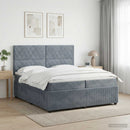 Boxmadras med topmadras Mørkegrå 200 x 200 cm Fløjl