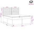 Boxmadras med topmadras med hovedgærde Sort 200 x 200 cm Fløjl