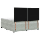 Boxmadras med topmadras Lysegrå 200 x 200 cm Fløjl