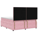 Boxmadras med topmadras Lyserød 200 x 200 cm Fløjl