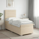 Boxmadras med topmadras Cremefarvet 80 x 200 cm Stof