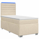 Boxmadras med topmadras Cremefarvet 80 x 200 cm Stof