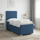 Boxmadras med topmadras med hovedgærde Blå 90 x 190 cm Stof