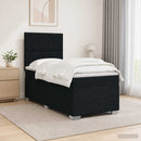 Boxmadras med topmadras med hovedgærde Sort 90 x 190 cm Stof