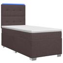 Boxmadras med topmadras Mørk Brun 90 x 190 cm Stof