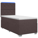 Boxmadras med topmadras Mørk Brun 90 x 190 cm Stof