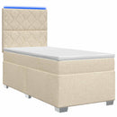 Boxmadras med topmadras Cremefarvet 90 x 200 cm Stof