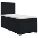 Boxmadras med topmadras med hovedgærde Sort 100 x 200 cm Stof