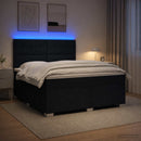 Boxmadras med topmadras med hovedgærde Sort 140 x 200 cm Stof