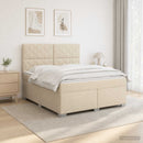 Boxmadras med topmadras Cremefarvet 160 x 200 cm Stof