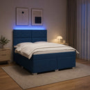 Boxmadras med topmadras med hovedgærde Blå 160 x 200 cm Stof