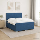 Boxmadras med topmadras med hovedgærde Blå 200 x 200 cm Stof