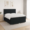 Boxmadras med topmadras med hovedgærde Sort 200 x 200 cm Stof