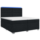 Boxmadras med topmadras med hovedgærde Sort 200 x 200 cm Stof