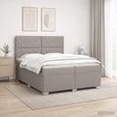 Boxmadras med topmadras Gråbrun 200 x 200 cm Stof