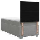 Box Spring Seng med Madras og LED Lysegrå 90 x 190 cm Stof