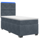 Boxmadras med topmadras Mørkegrå 100 x 200 cm Fløjl