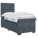 Boxmadras med topmadras Mørkegrå 100 x 200 cm Fløjl