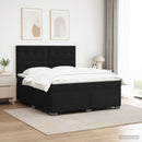 Boxmadras med topmadras med hovedgærde Sort 160 x 200 cm Fløjl