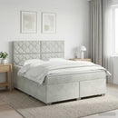 Boxmadras med topmadras Lysegrå 160 x 200 cm Fløjl