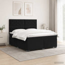 Boxmadras med topmadras med hovedgærde Sort 140 x 190 cm Fløjl