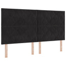 Boxmadras med topmadras med hovedgærde Sort 180 x 200 cm Fløjl