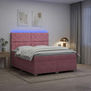 Boxmadras med topmadras Lyserød 160 x 200 cm Fløjl