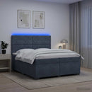 Boxmadras med topmadras Mørkegrå 200 x 200 cm Fløjl
